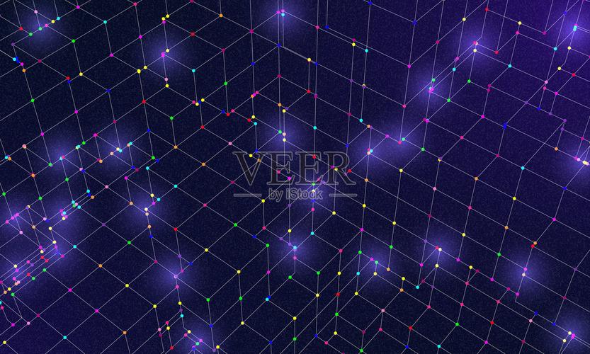 大數據3d立方體量子計算機服務器概念背景.3d區塊鏈立方體概念